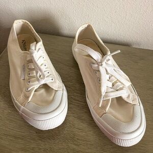 Superga White Canvas Sneakers, Size 38